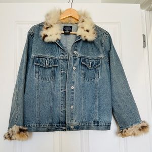 Women’s Faded Glory Fur Trimmed Denim Jacket